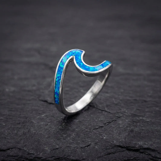 Sea Wave Ring In Opal And Silver Sustainable Ocean Inspired Jewelry