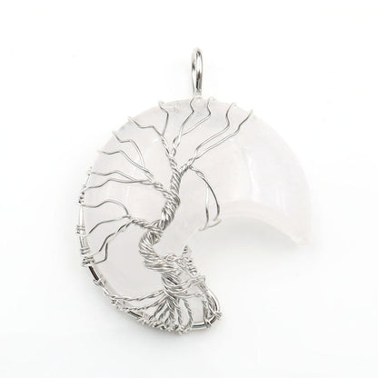 Moon Crystal Tree of Life Pendant Necklace Accessories