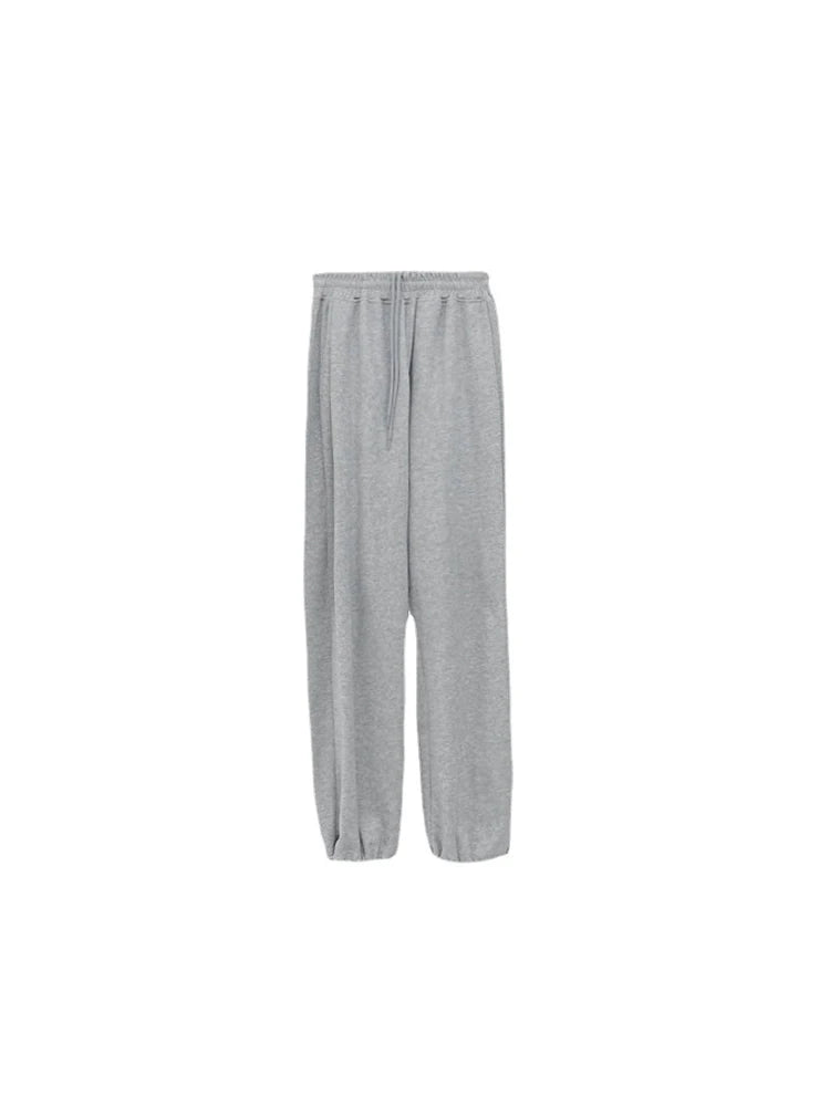 Korean White Blue Pants High Waist Loose Drawstring Harem Pants Comfortable Female Sports Street Pants S-xl