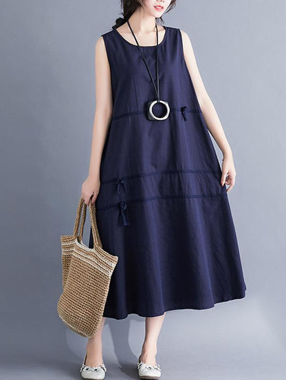 Sleeveless A-line Long Dress