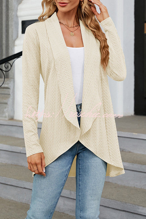Long Sleeve Color Ruffle Loose Cardigan