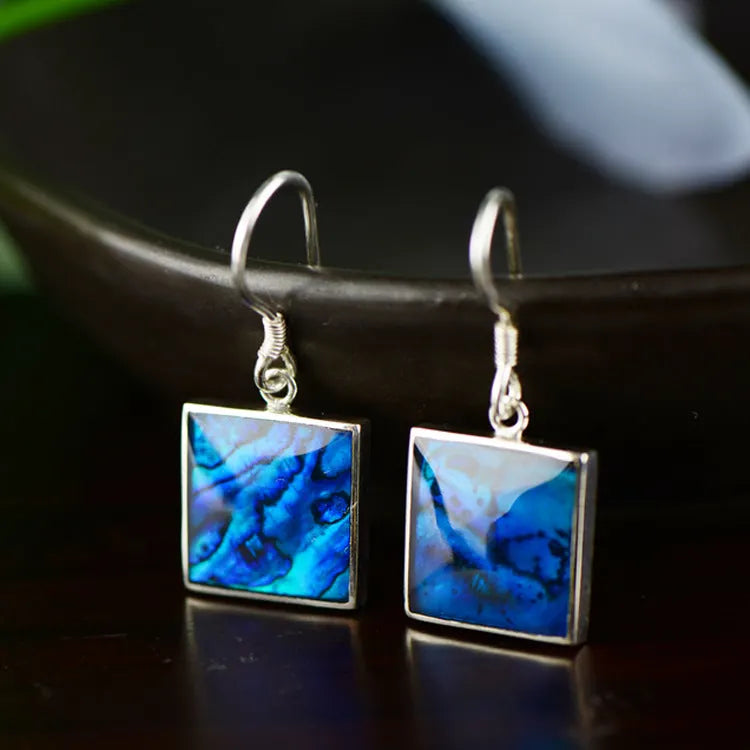 Blue Opal Square Earrings