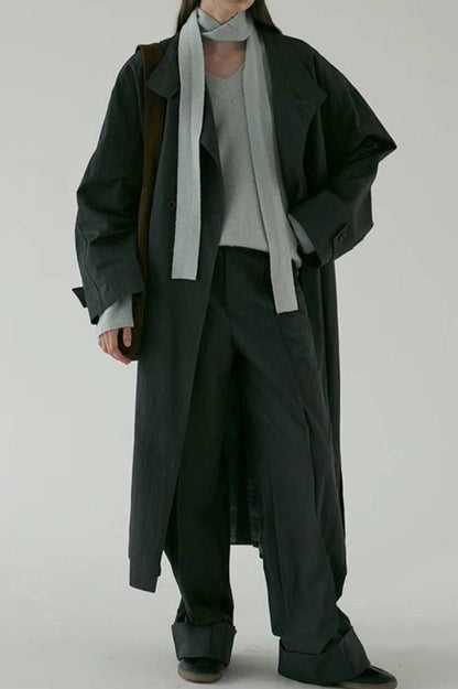 Oversized Stand Collar Long Overcoat