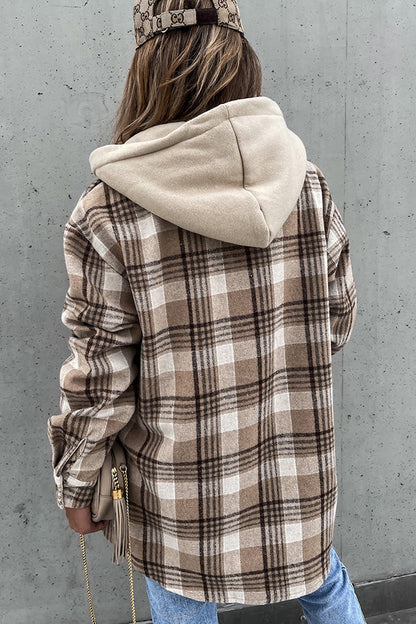 Street Style Plaid Hooded Coat
