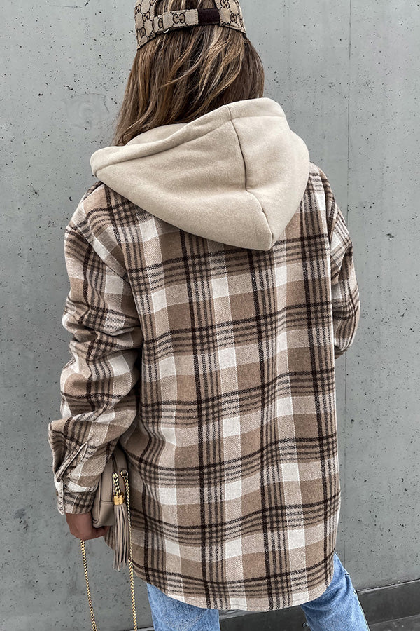Street Style Plaid Hooded Coat