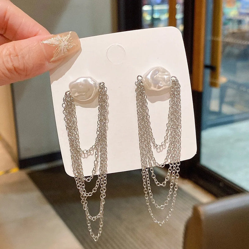 Pearl Chain Earrings