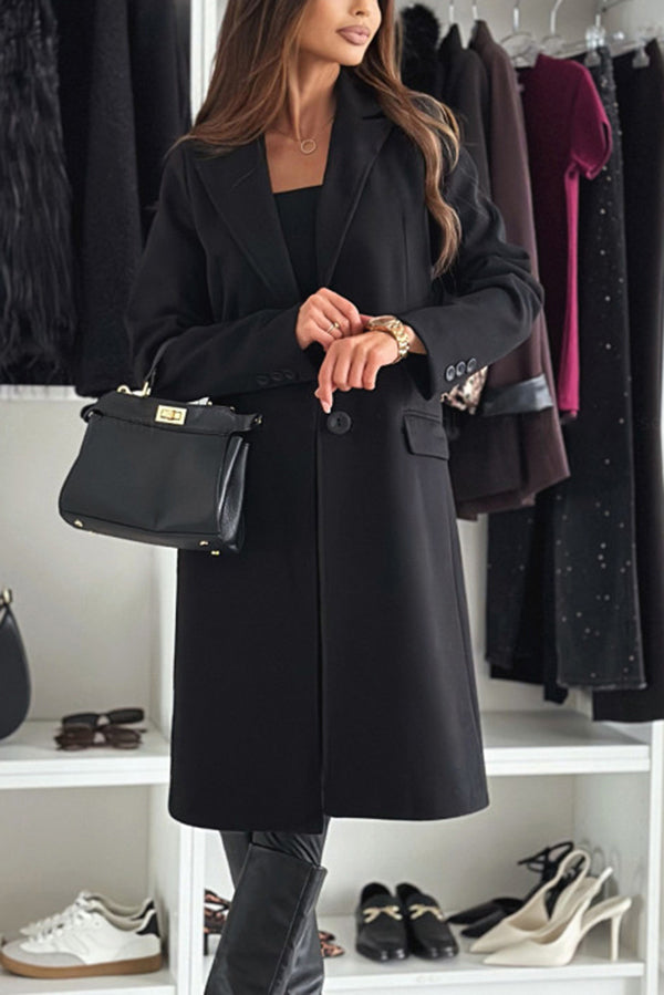 Fashionable Lapel Long Sleeve Single Breasted Loose Coat