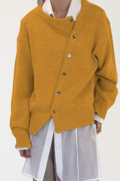 Asymmetrical Button Irregular Slouchy Sweater