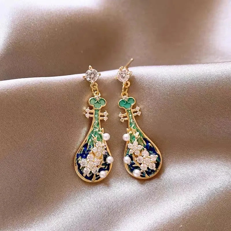 Elegant Enamel Drop Earrings