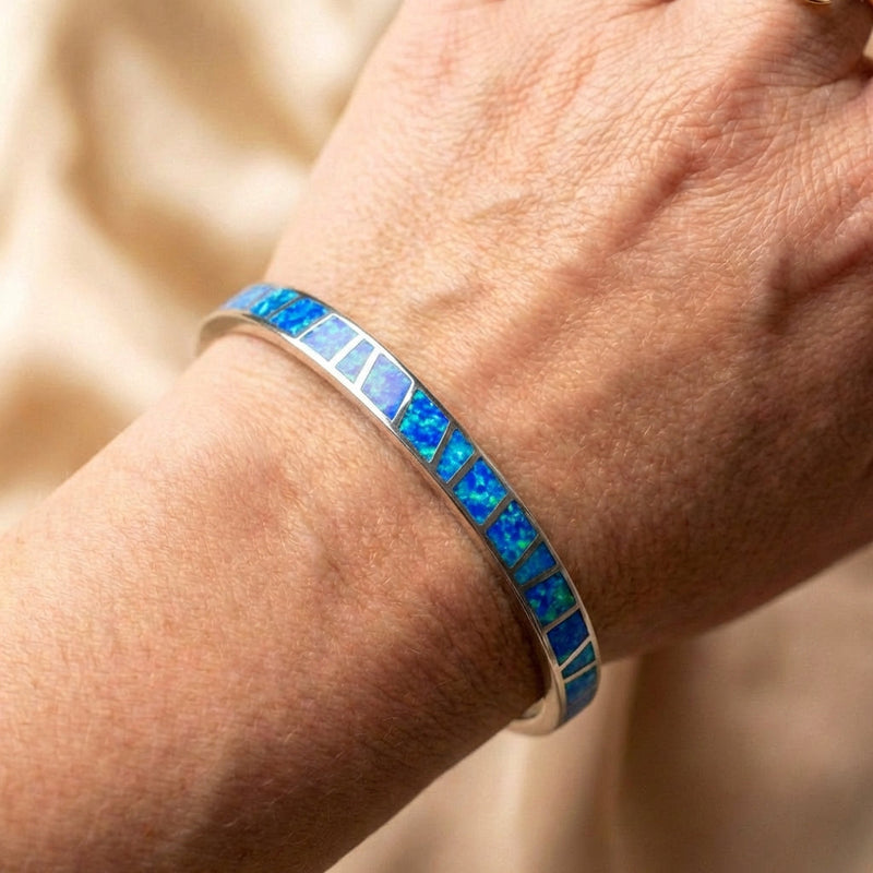 Blue And Silver Opal Bracelet