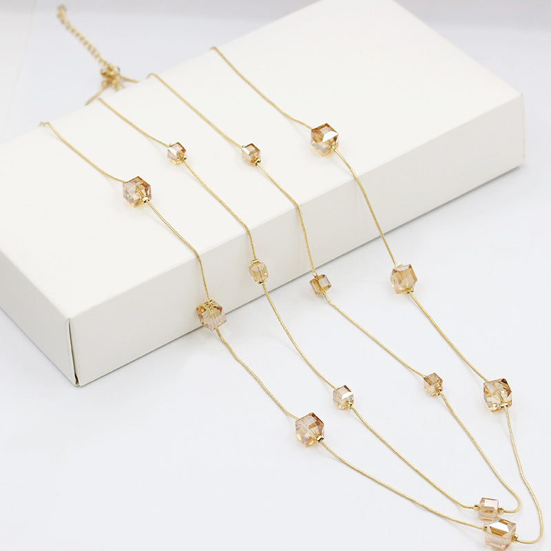 Elegant Champagne Crystal Necklace