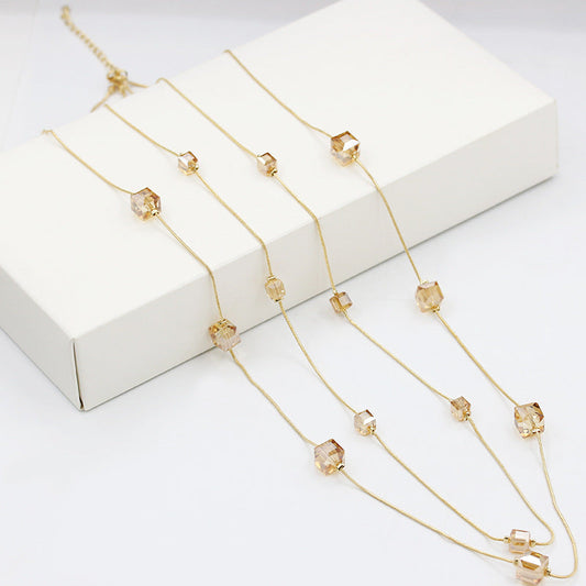 Elegant Champagne Crystal Necklace