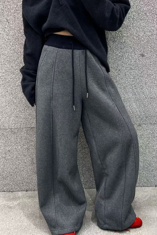 Color Fluid Wide Leg Fleece Sweat Pants