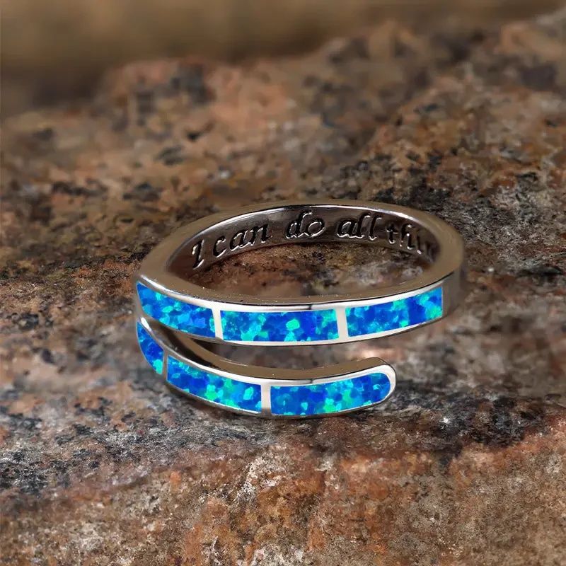 Blue Opal Spiral Ring