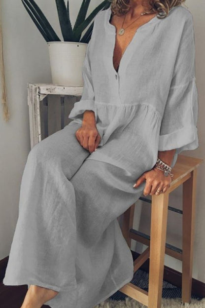 V Neck Color Maxi Dress