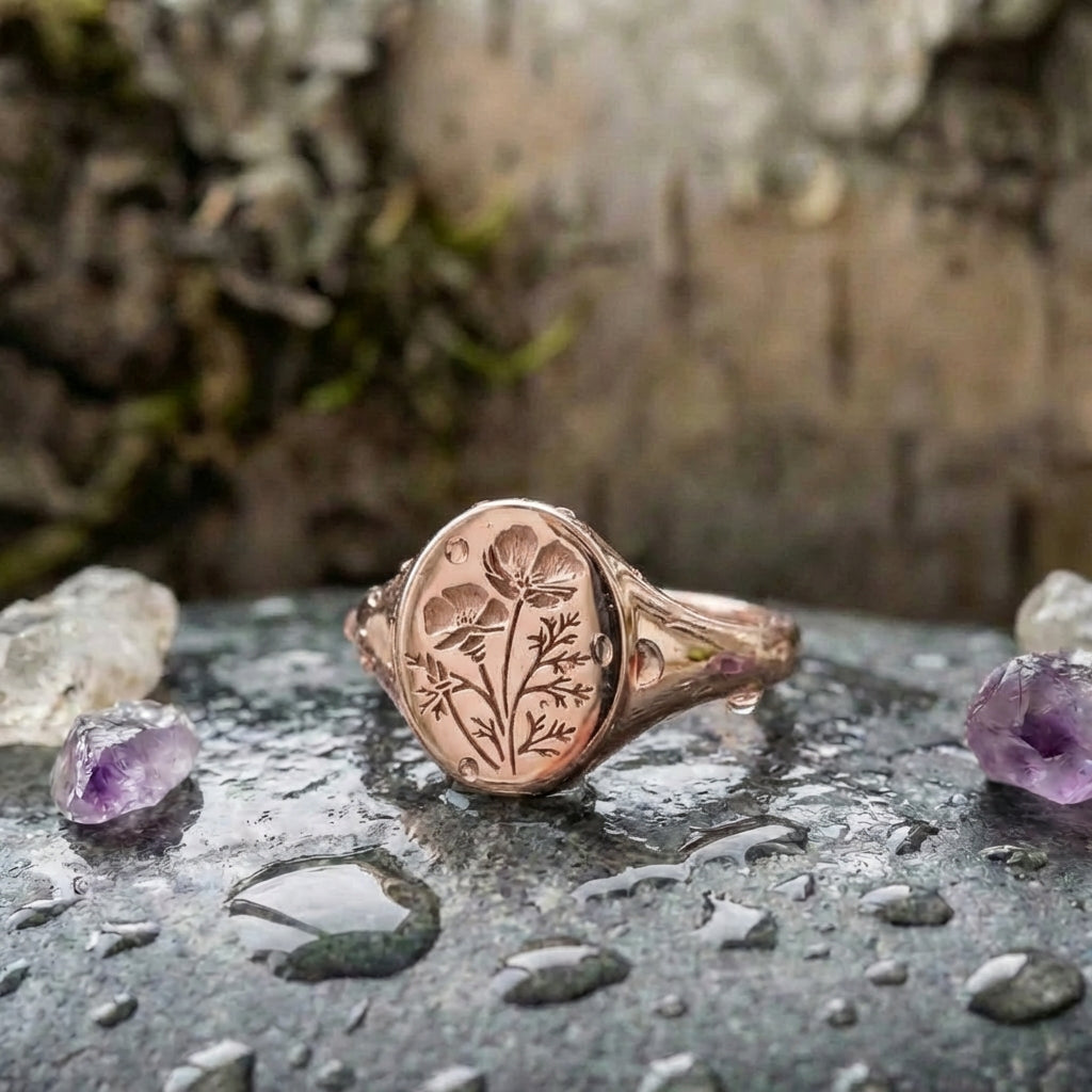 Elegant Botanical Oval Ring