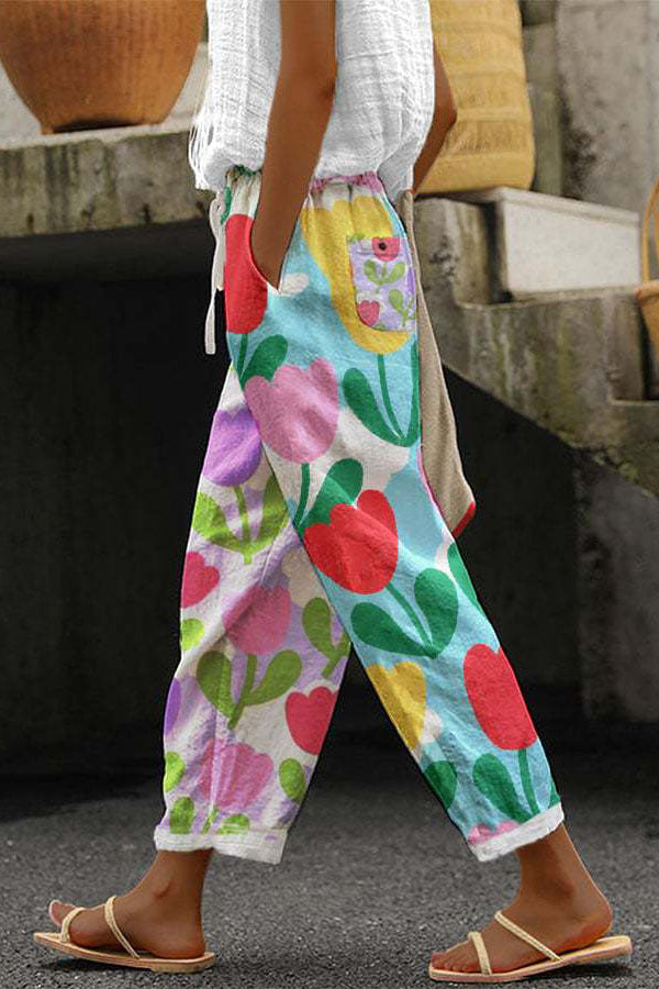 Fitted, loose-fitting pants
