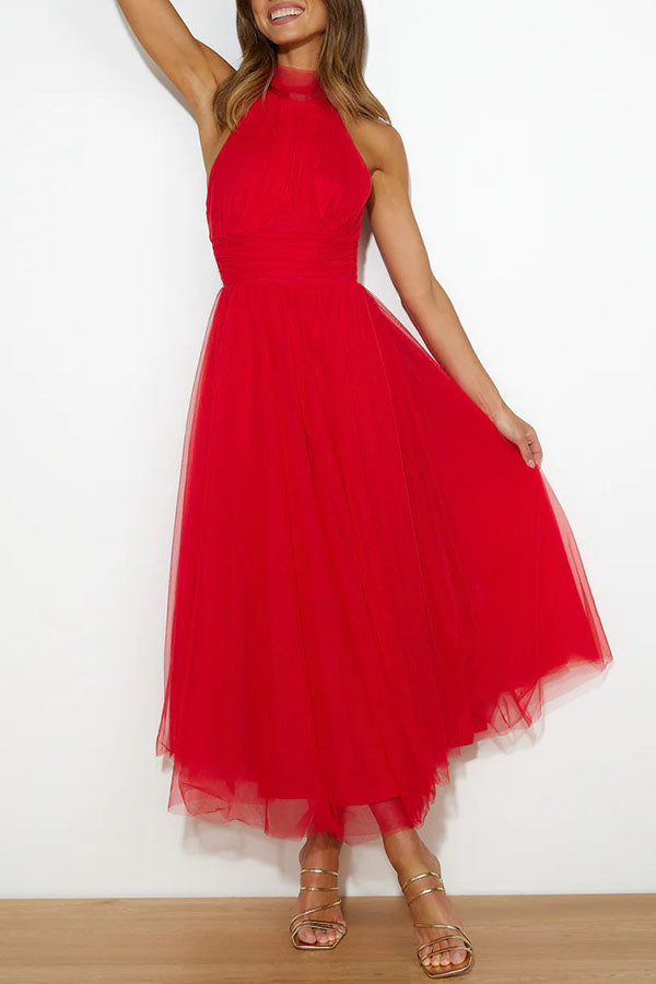 French Fairy, Ethereal Chiffon Patchwork Detail Suspender Long Dress
