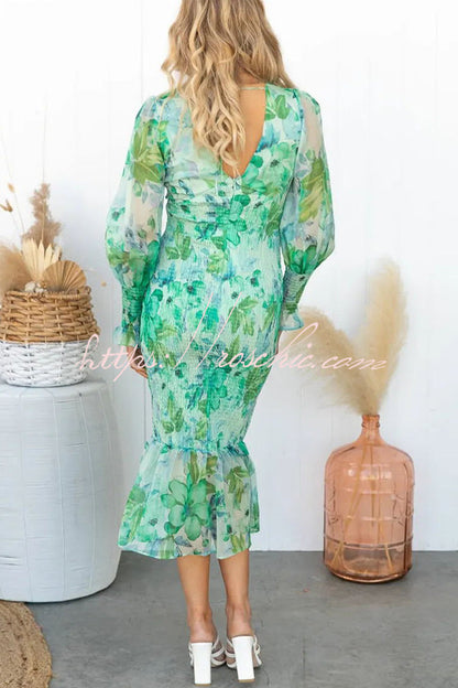 Garden Gathering Smocked Waist Midi Dress