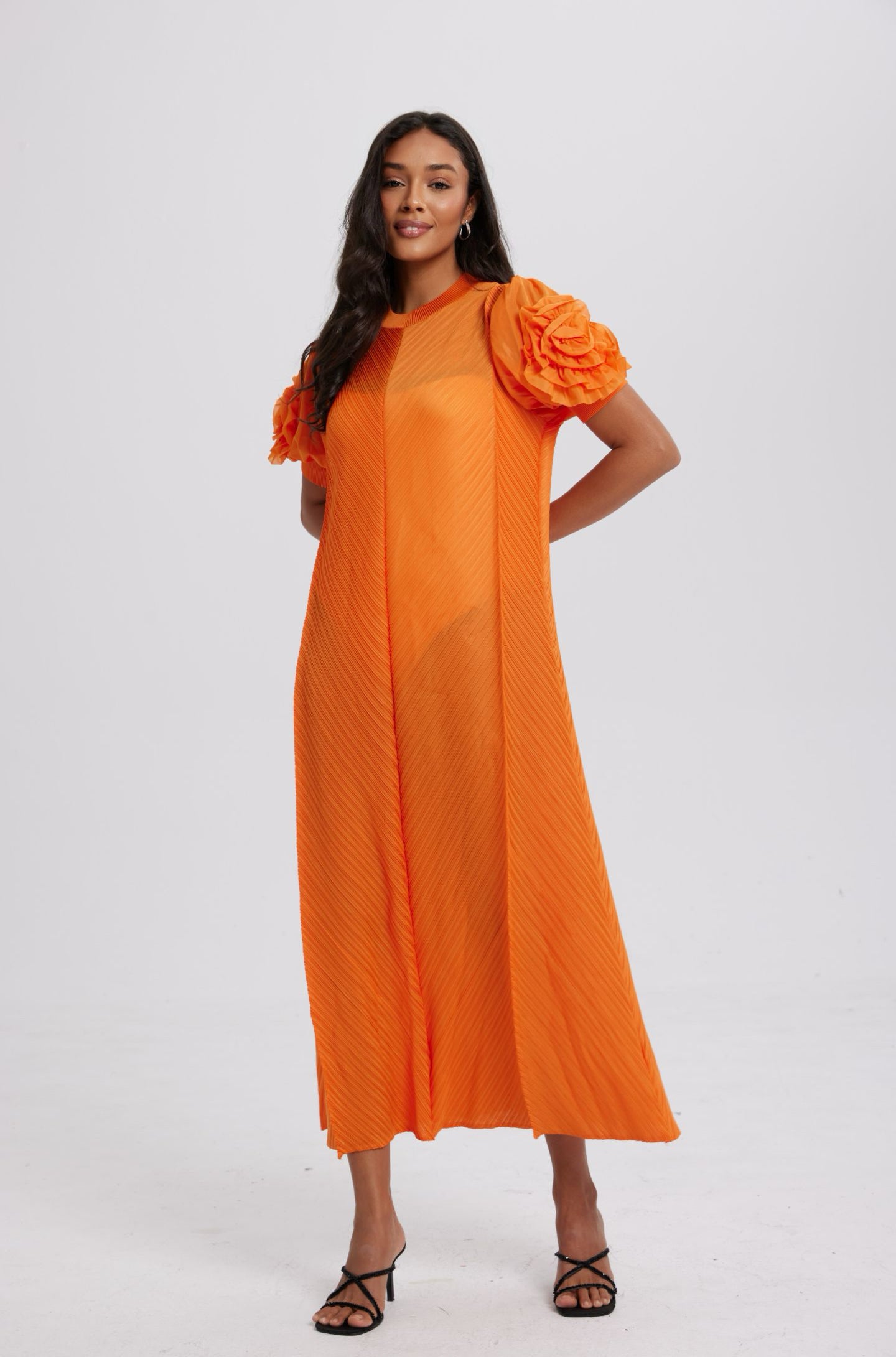 Jessica Applique Textured Midi Dress