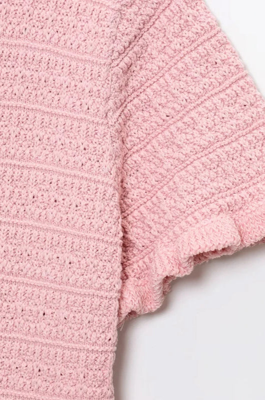 Knitted Short Sleeve Cropped Cardigan