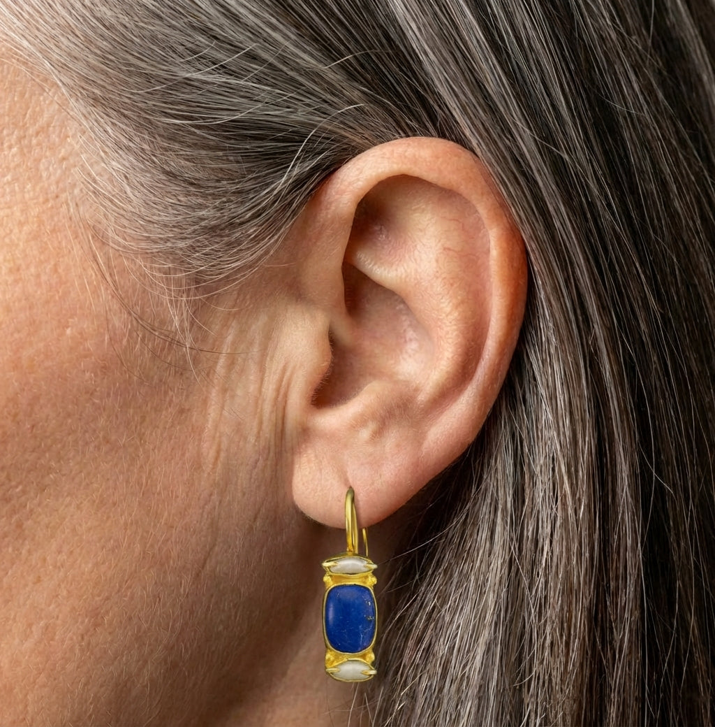 Vintage Blue Stone Dangle Earrings