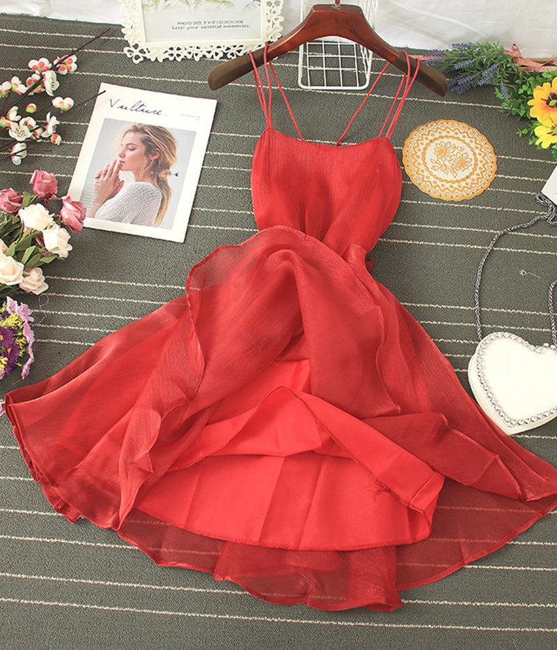 Tulle Backless Short Dress Mini Dress P343