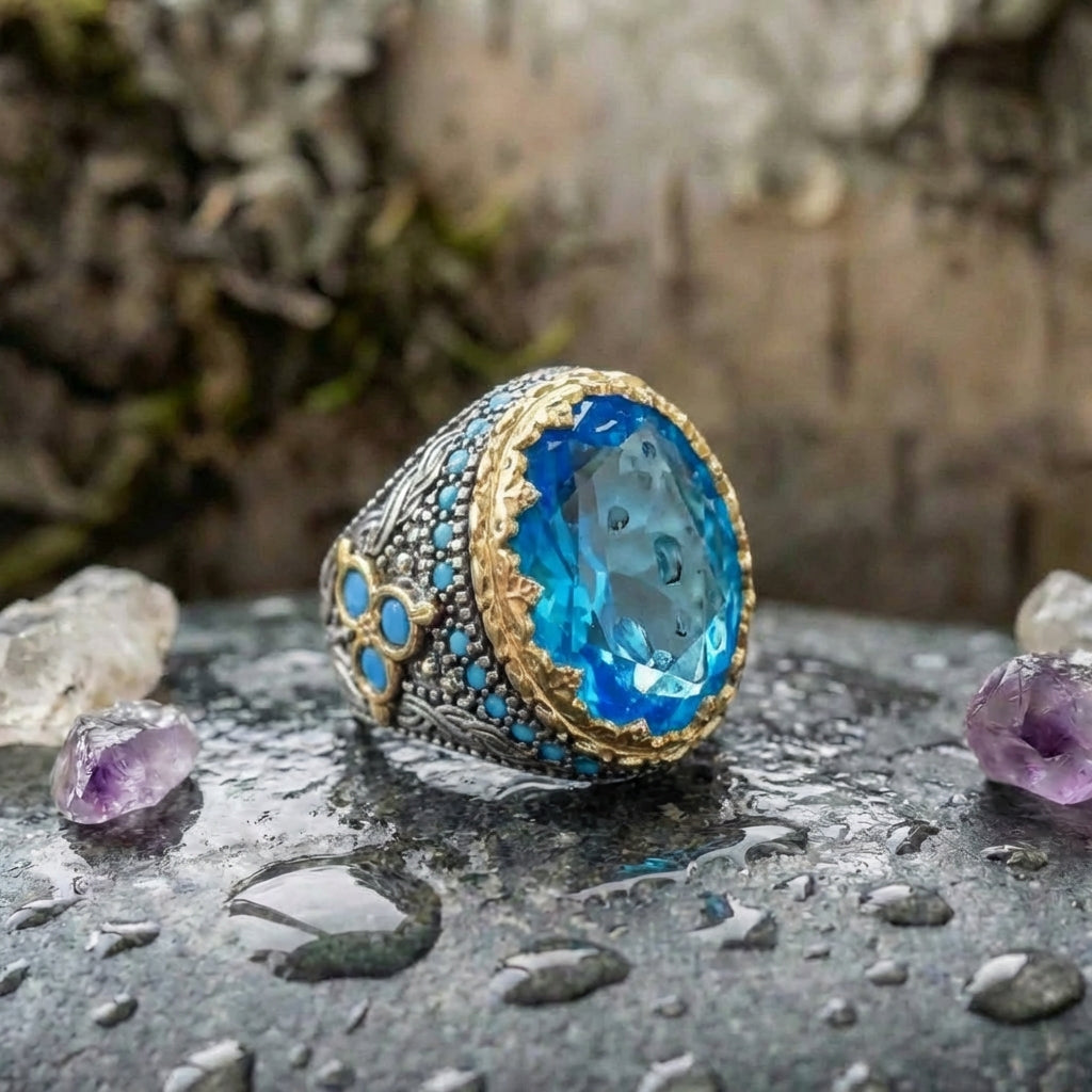 Elegant Blue Zircon Ring
