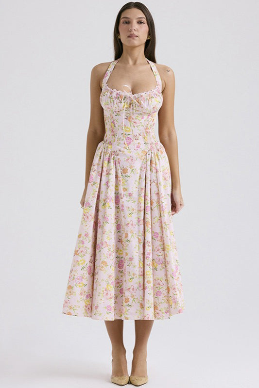 Print Halter Bodycon Maxi Dress