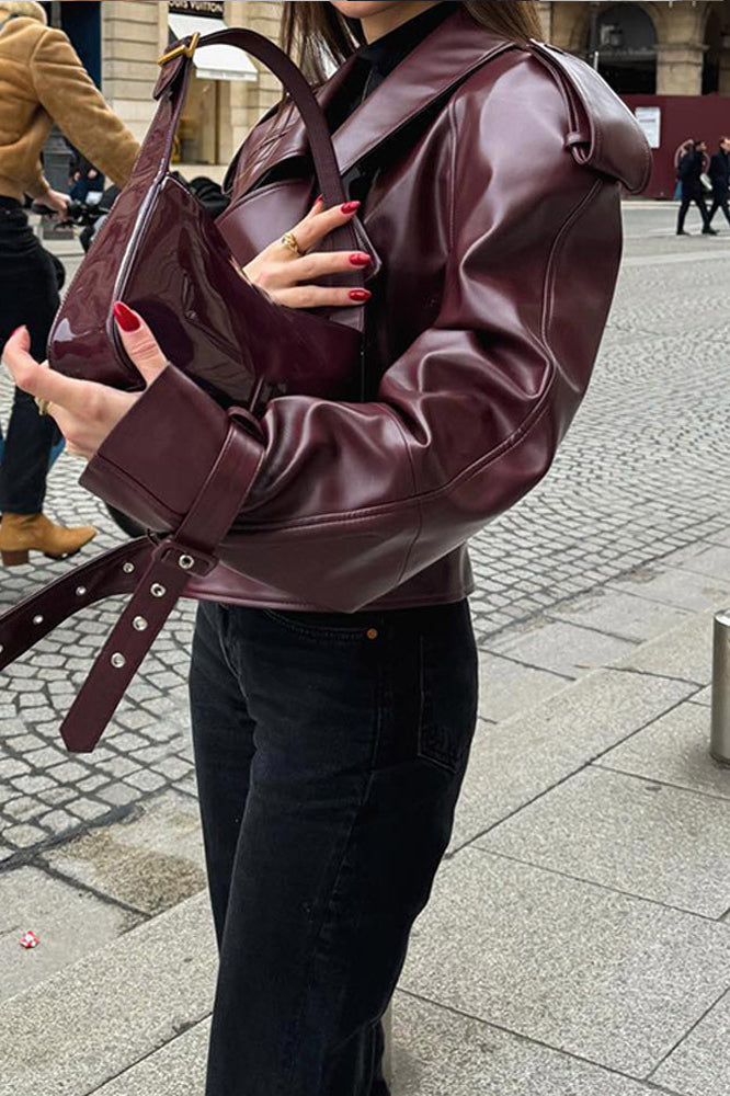 Burgundy Moto Coat