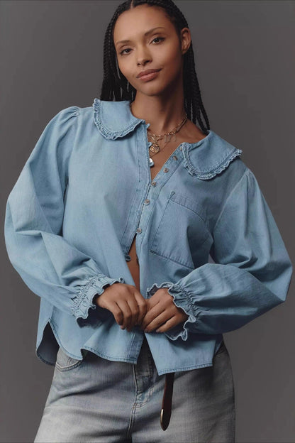 Denim Long Sleeve Blouse
