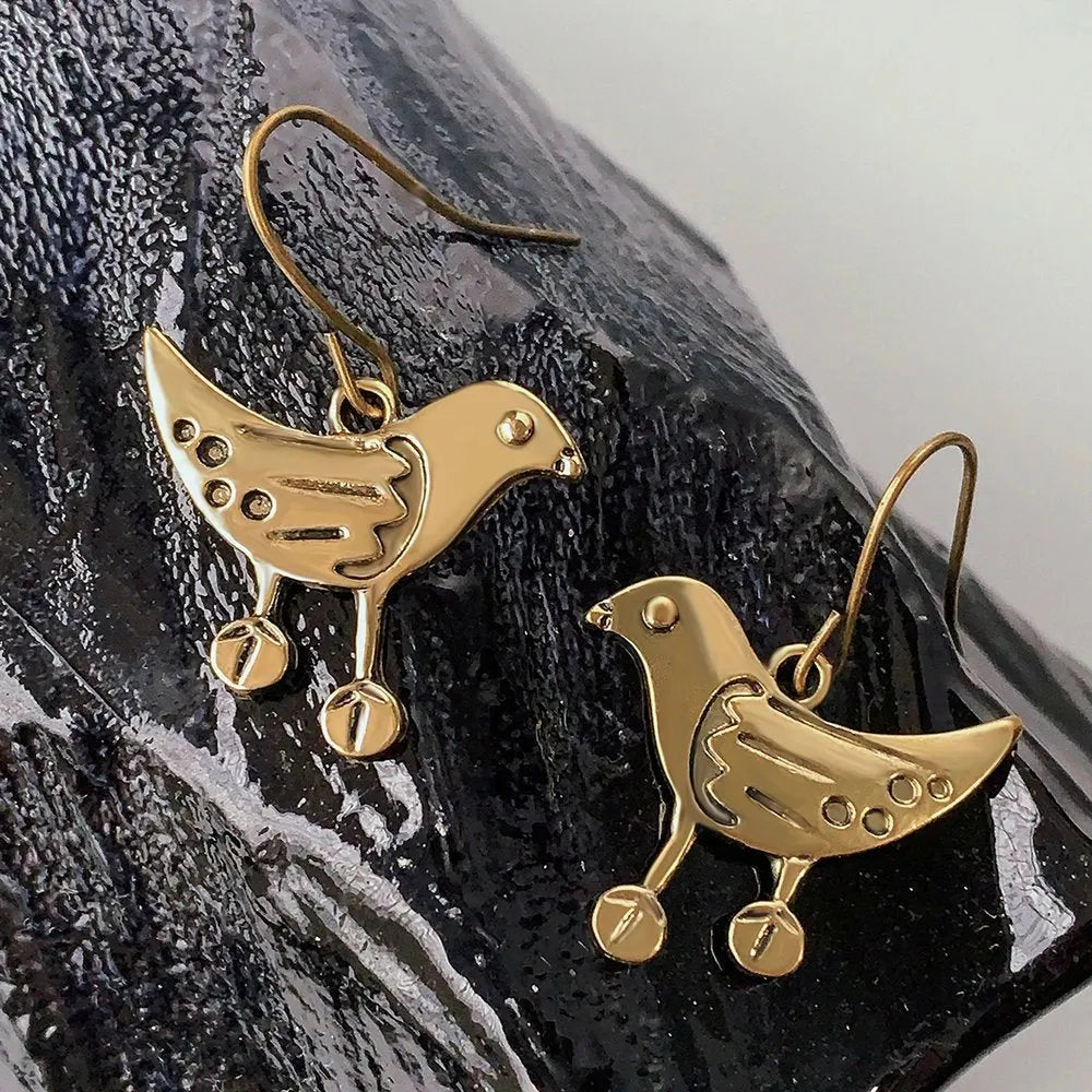 Vintage Bronze Bird Earrings