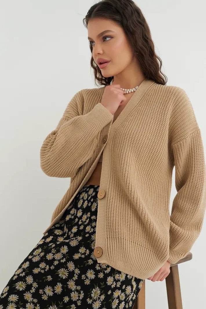 Relaxed Fit Color Cardigan