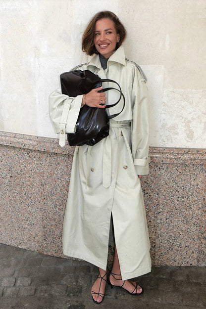 Belted Long Line Trench Overcoat