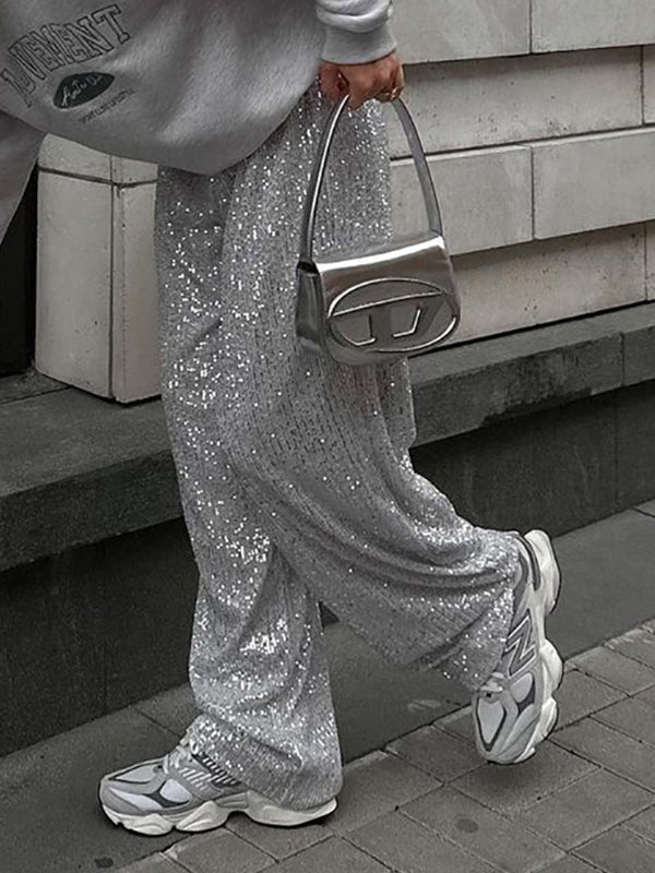 Sliver Sequin Wide Leg Pants