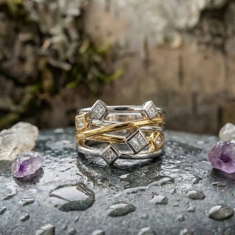 Elegant Geometric Diamond Ring