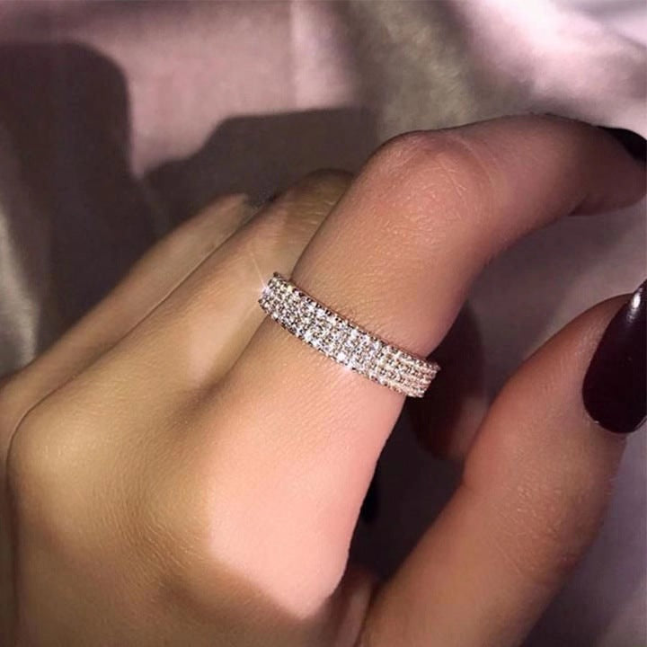 Elegant Crystal Eternity Silver Ring