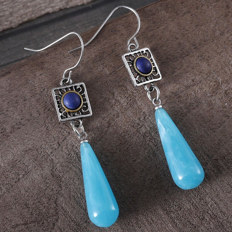 Vintage Lapis Aquamarine Earrings