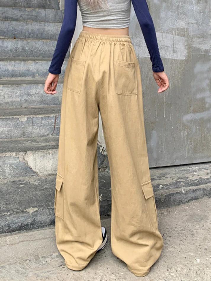 Drawstring Baggy Cargo Pants With Big Pockets