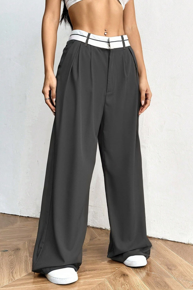 Contrast Comfort Relaxed Wide Leg Pants