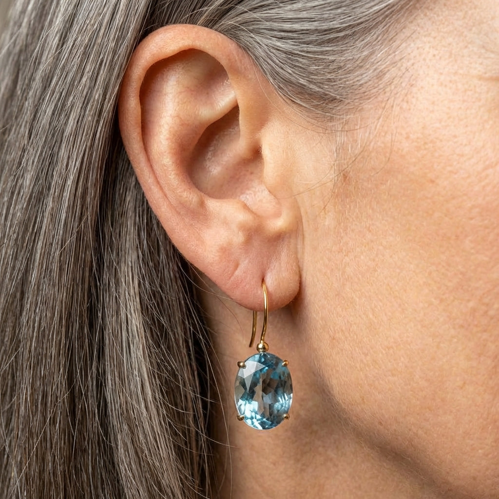 Vintage Rounded Glass Blue Earrings