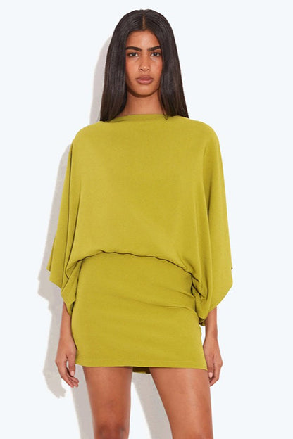 Back Deep V Cowl Neck Loose Mini Dress