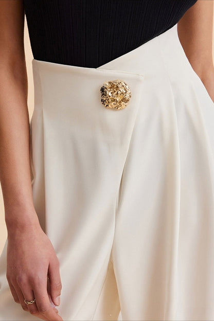 Asymmetrical Waist High Waist Wide Leg Pants