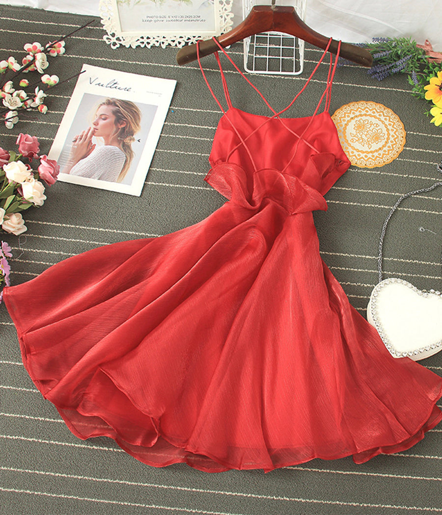 Tulle Backless Short Dress Mini Dress P343