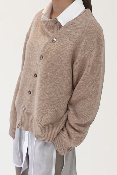 Asymmetrical Button Irregular Slouchy Sweater