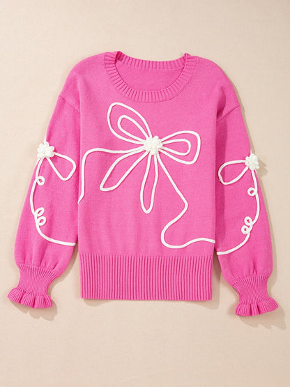 Gleeful Grace Bow Detail Knit Sweater