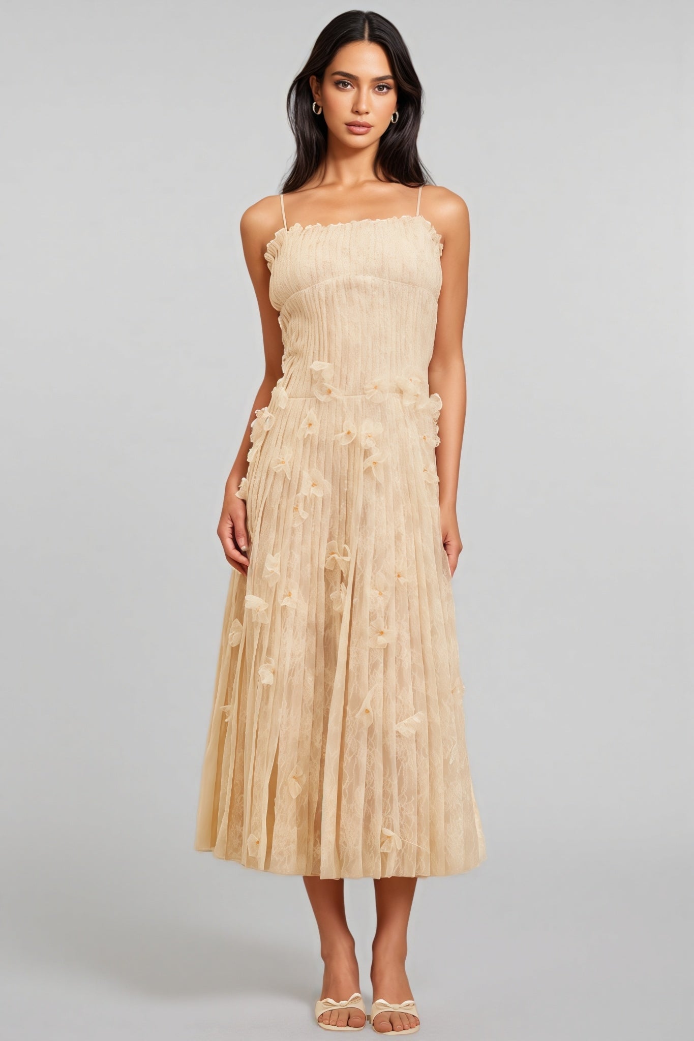 Urikd 3d Flower Strapless Maxi Dress