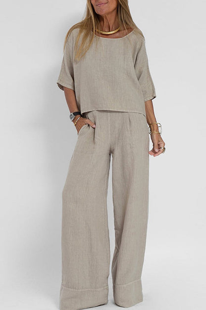 Color Half Sleeve Cotton Shirt Pants Set