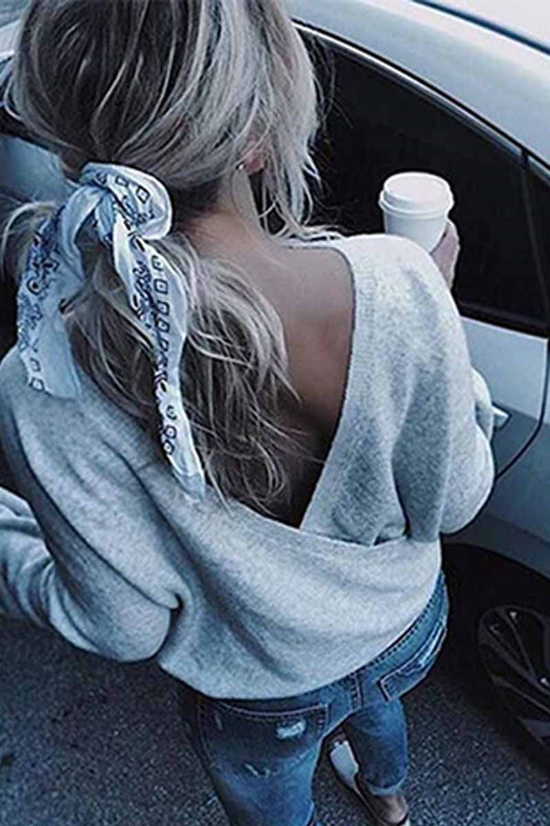Deep V Neck Design Street Sweater