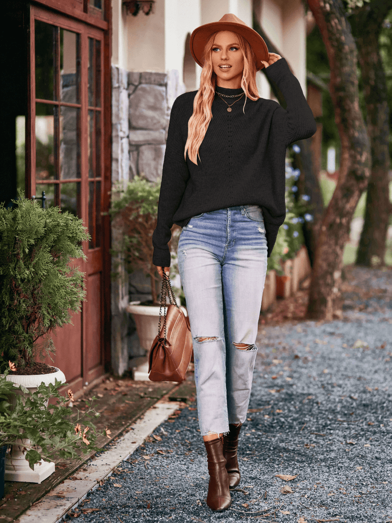 Wiley Relaxed Turtleneck Sweater - Black